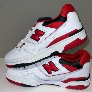 New Balance 550 (red, black, and white)